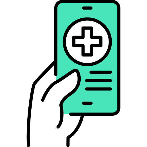 Hand medical smartphone hand icon