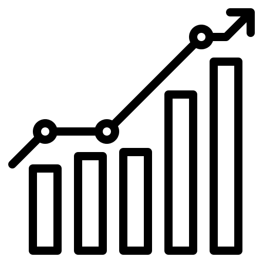 Grow up turnover increasing statistics icon