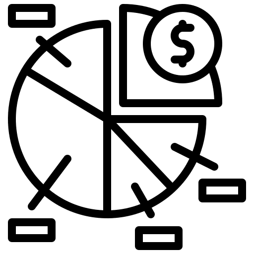 Pie chart margin invest portfolio icon