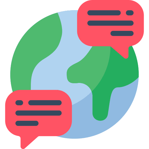 Globe world wide message conversation icon Globe world wide message conversation icon