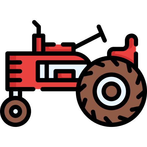 Tractor farming and gardening vehicle agriculture icon