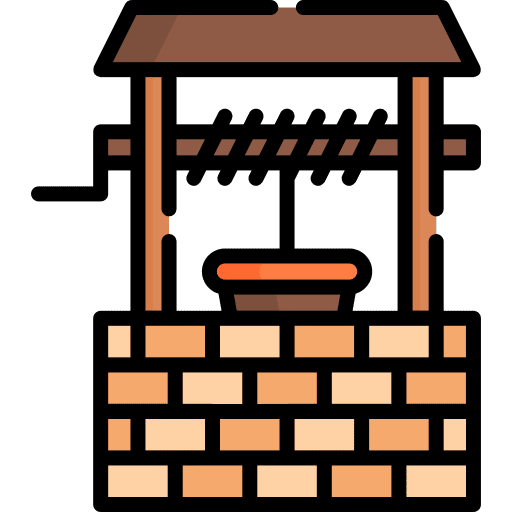 Water well bucket buildings architecture icon Water well bucket buildings architecture icon