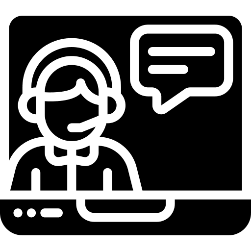 Live chat computer laptop video call icon