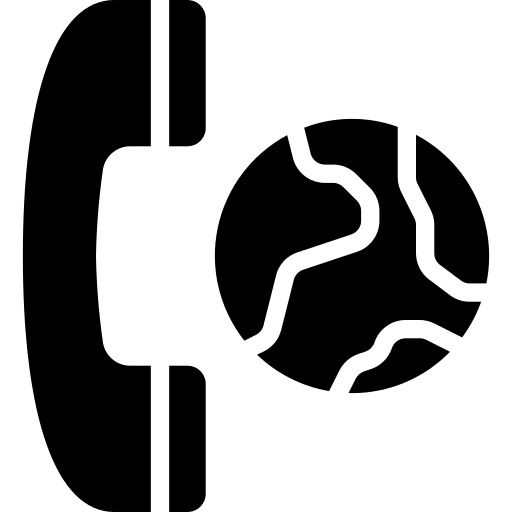 Phone communications globe contact icon
