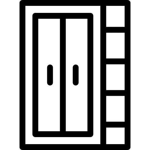 Cabinet furniture and household wardrobe interior icon