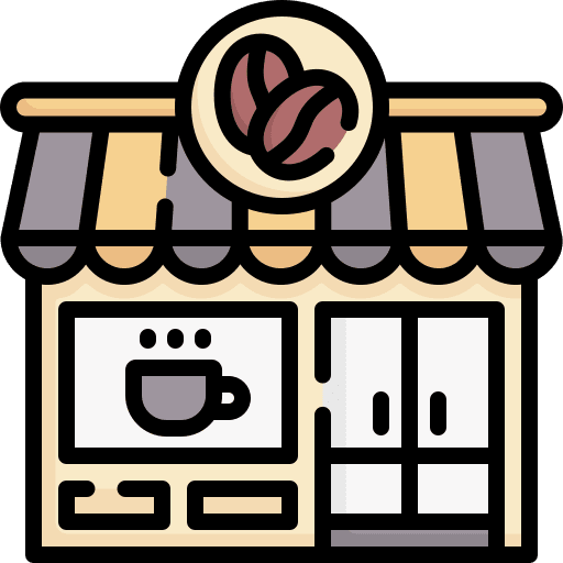 Coffee shop architecture and city coffee shop cafeteria icon