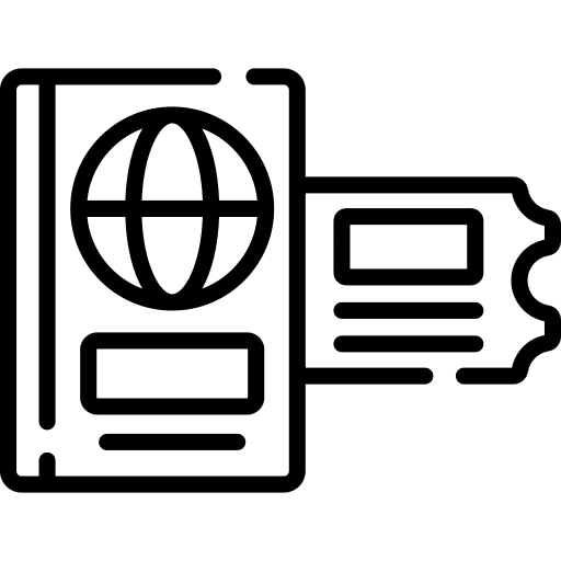 Passport plane ticket document identity icon