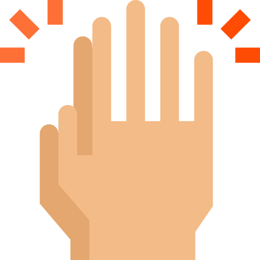 Hi 5 rising two hands waving hand icon