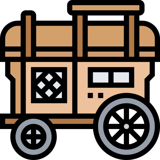 Caravan transportation medieval wheel icon