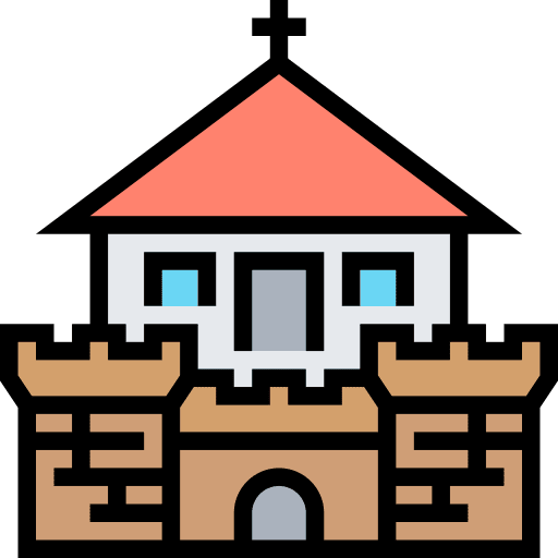 Fortress architecture and city defense medieval icon Fortress architecture and city defense medieval icon