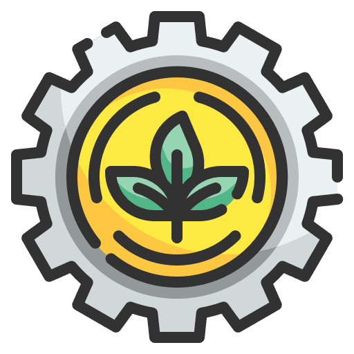 Eco friendly gear settings leaf icon Eco friendly gear settings leaf icon