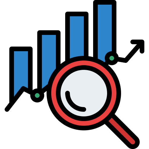 Analytic search data magnifying glass icon Analytic search data magnifying glass icon