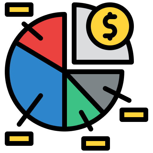 Pie chart business and finance investment money icon