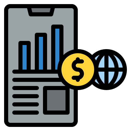 Online business money analytics business icon Online business money analytics business icon