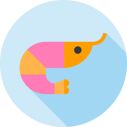 Prawn food and restaurant fish sea life icon Prawn food and restaurant fish sea life icon
