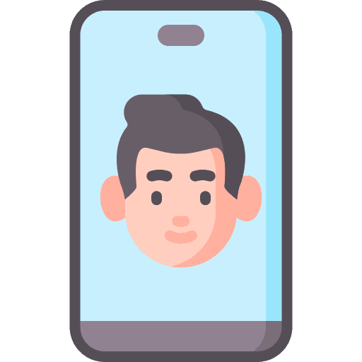 Face scan man smartphone electronics icon Face scan man smartphone electronics icon
