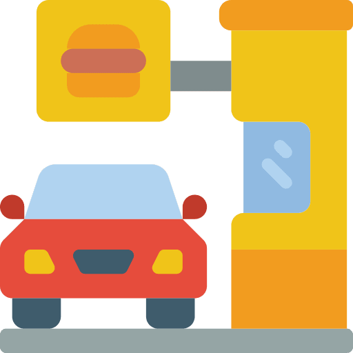 Drive thru food and restaurant car vehicle icon