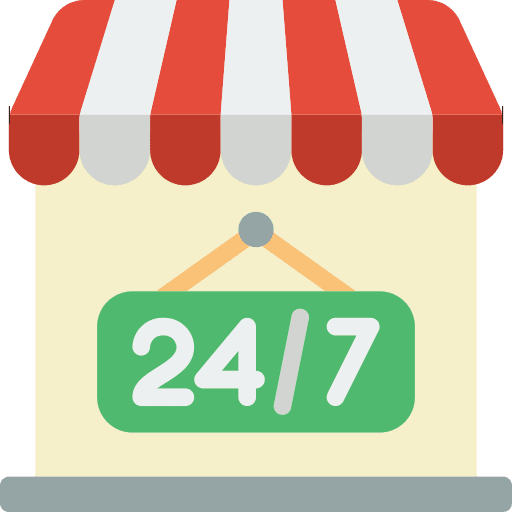 24 hours commerce and shopping store online store icon