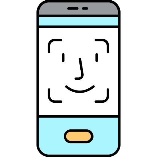 Smartphone face identification security icon Smartphone face identification security icon