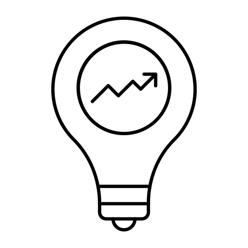 Bulb stadistics line chart bulb icon