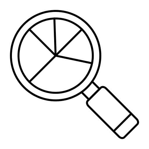 Magnifying glass search analysis business and finance icon