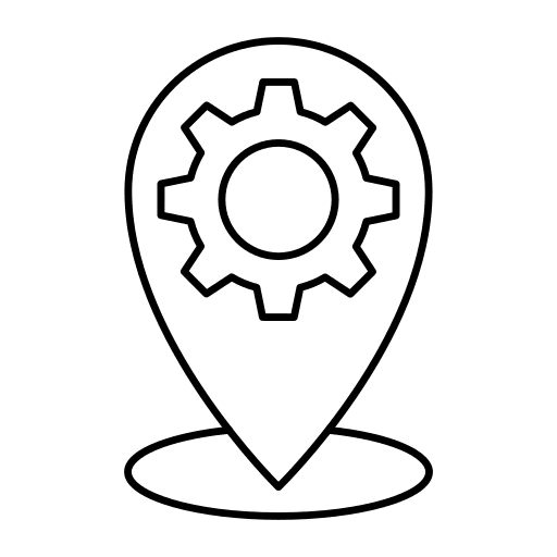 Location configuration management maps and location icon