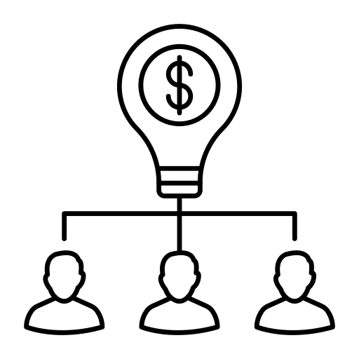 Network light bulb dollar network icon