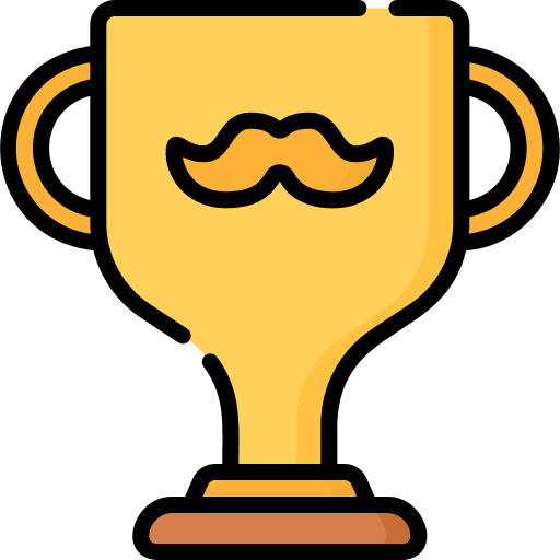 Trophy winner moustache cup icon
