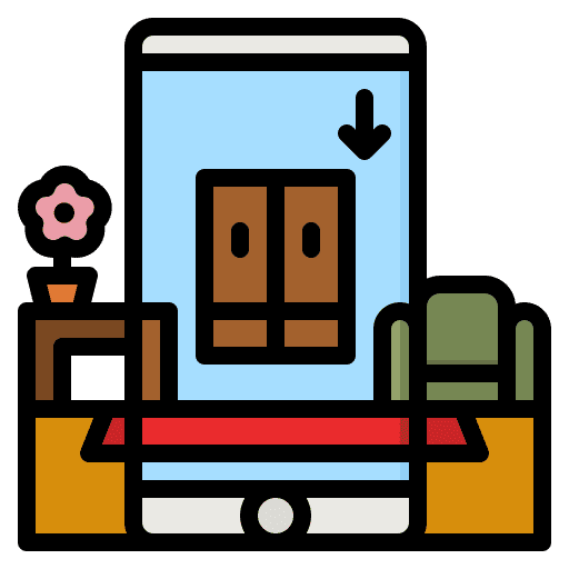 Ar house shipping and delivery virtual reality icon Ar house shipping and delivery virtual reality icon