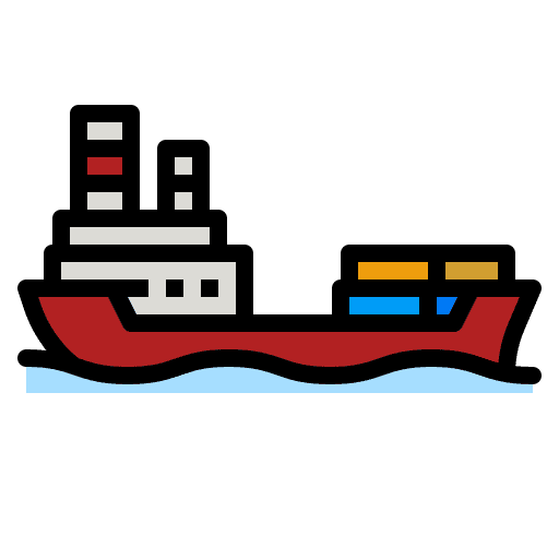 Cargo ship shipping and delivery distribution delivery icon