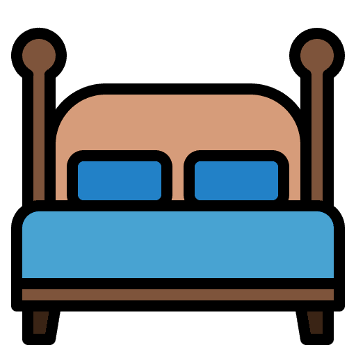 Bed interior decorating furniture and household bedroom icon