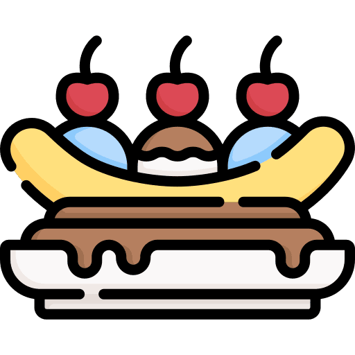 Banana split food and restaurant summer food icon