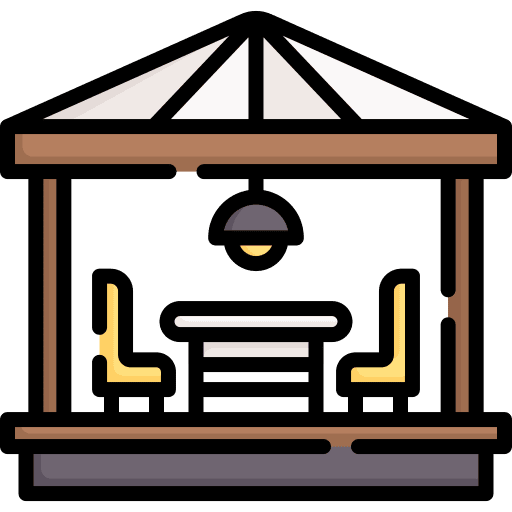 Terrace furniture and household food and restaurant terrace icon