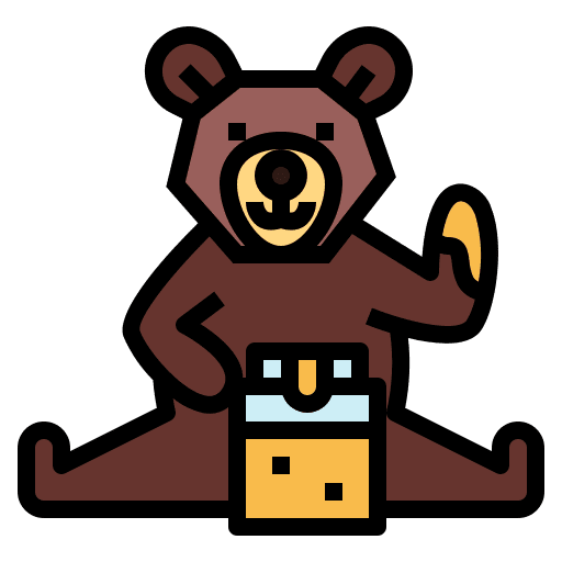 Bear honey animals wild life icon