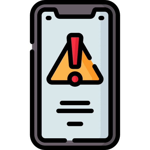 Warning warning sign risk mobile phone icon Warning warning sign risk mobile phone icon