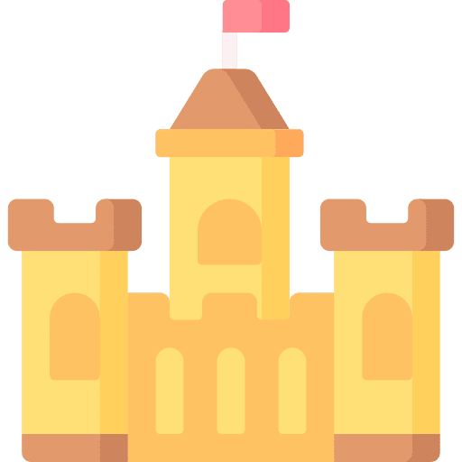 Sand castle beach summertime buildings icon