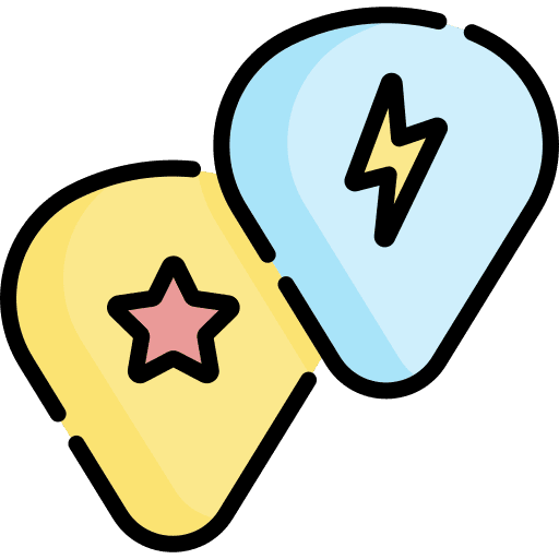 Guitar pick plectrum music and multimedia rock and roll icon