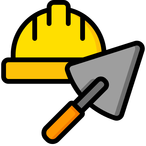 Hard hat construction and tools trowel equipment icon