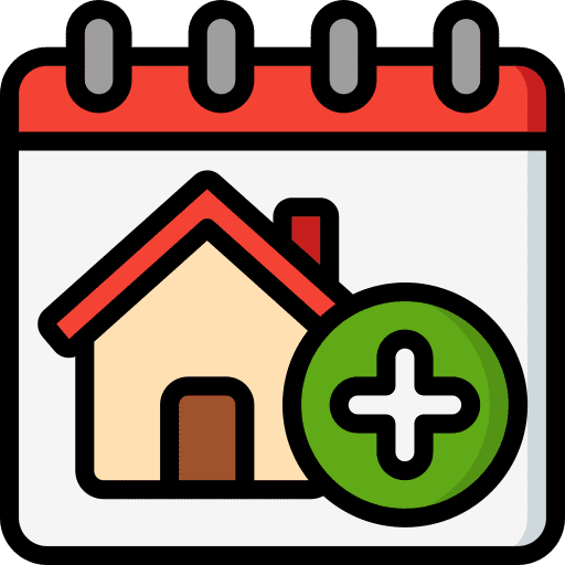 Calendar home time and date construction icon