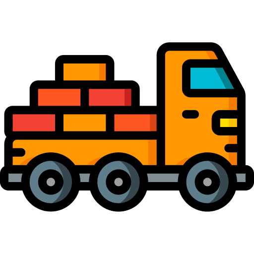 Logistics delivery bricks truck shipping and delivery icon