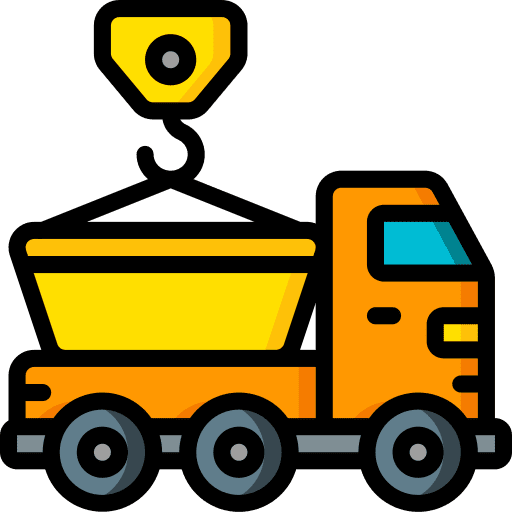 Skip delivery vehicle construction and tools icon