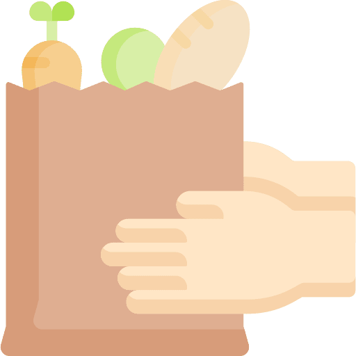 Grocery food paper bag full icon
