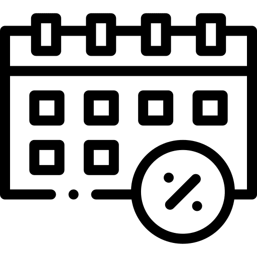 Due date time and date deadline percentage icon Due date time and date deadline percentage icon