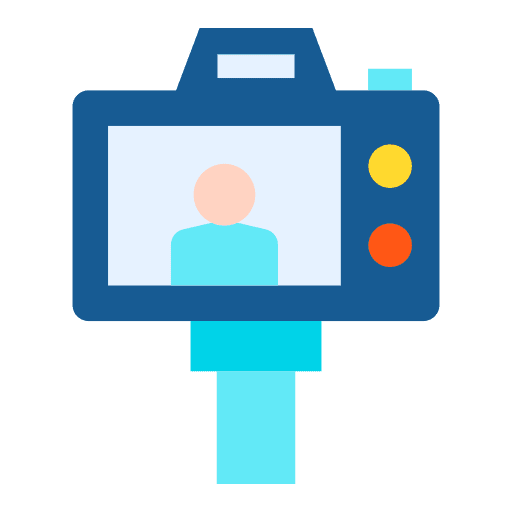 Vlogger recording communications smartphone icon Vlogger recording communications smartphone icon