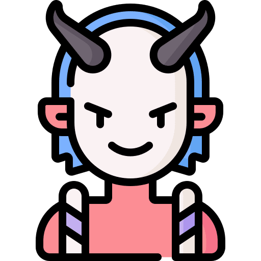 Oni kids character woman icon Oni kids character woman icon