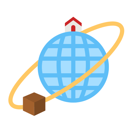 Commercial global delivery box world icon Commercial global delivery box world icon