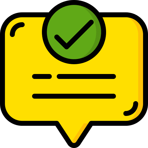 Check mark message check speech bubble icon