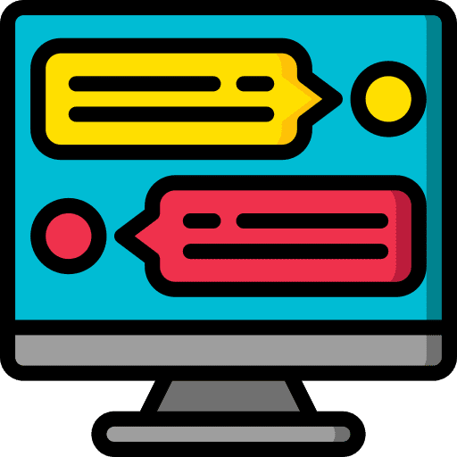 Desktop computer online chat communications speak icon Desktop computer online chat communications speak icon
