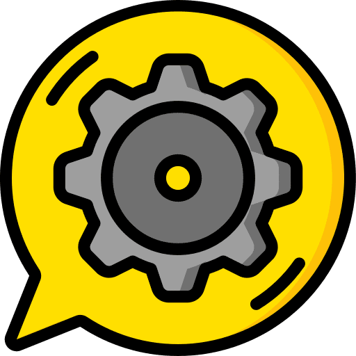 Gear speech bubble communications chat icon Gear speech bubble communications chat icon