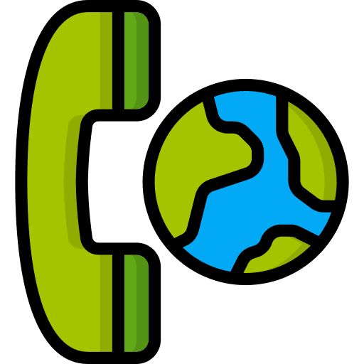 Phone globe international communications icon